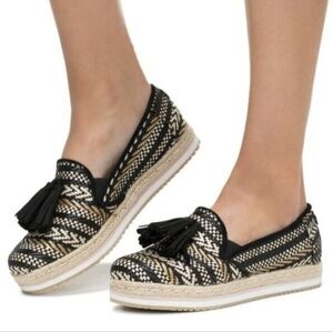 Toms Palma Woven Jute Tassel Espadrille Loafers Size 8 LIKE NEW